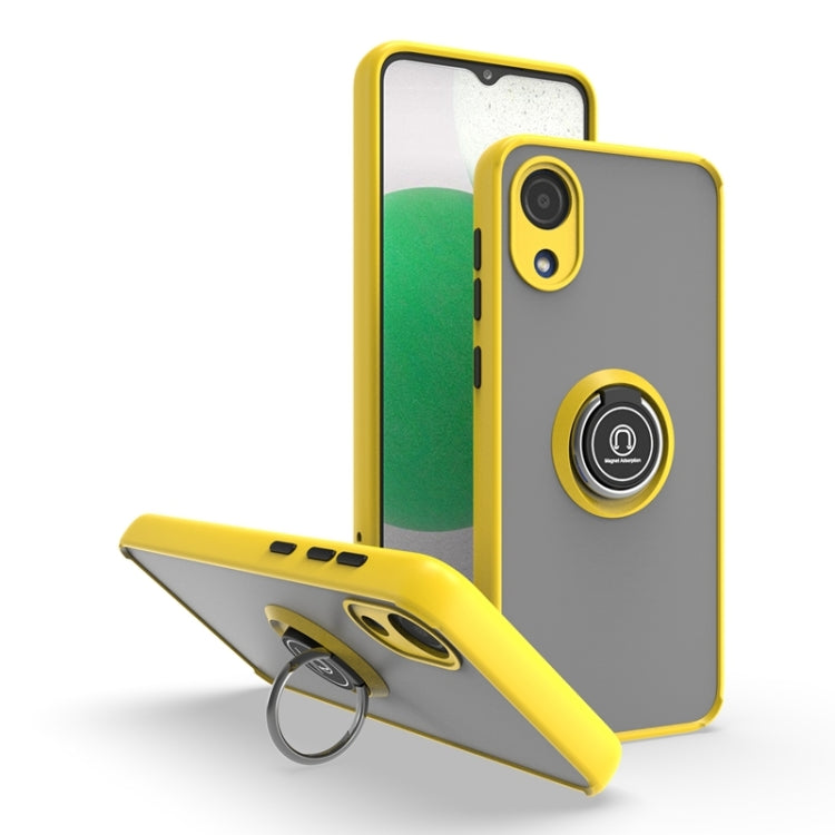 For Samsung Galaxy A03 Core Q Shadow I Ring Kickstand PC and TPU Hybrid Phone Case