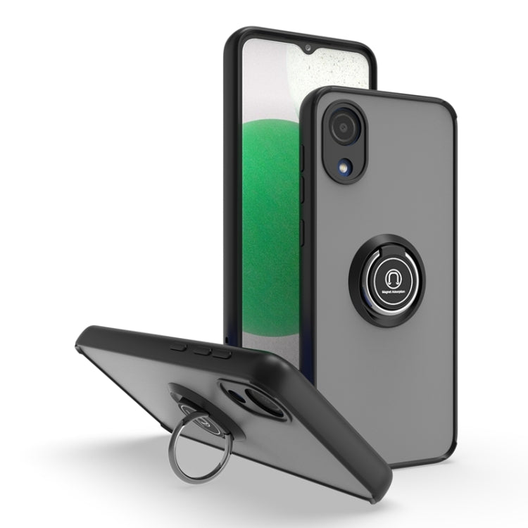 For Samsung Galaxy A03 Core Q Shadow I Ring Kickstand PC and TPU Hybrid Phone Case