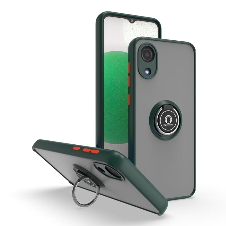 For Samsung Galaxy A03 Core Q Shadow I Ring Kickstand PC and TPU Hybrid Phone Case