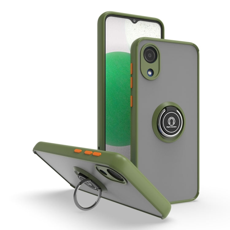 For Samsung Galaxy A03 Core Q Shadow I Ring Kickstand PC and TPU Hybrid Phone Case