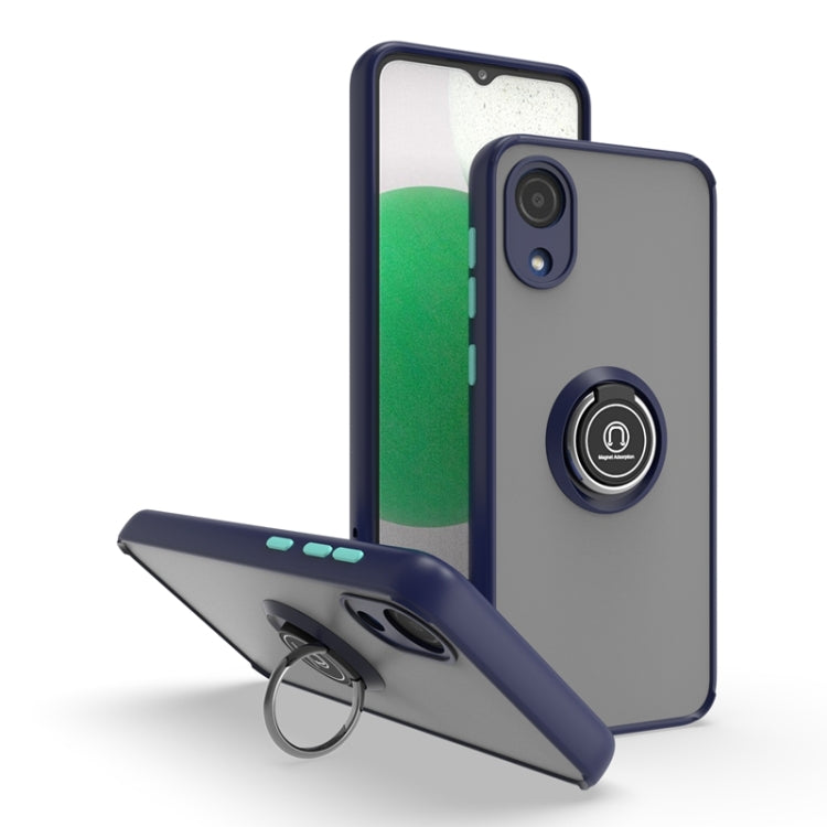 For Samsung Galaxy A03 Core Q Shadow I Ring Kickstand PC and TPU Hybrid Phone Case