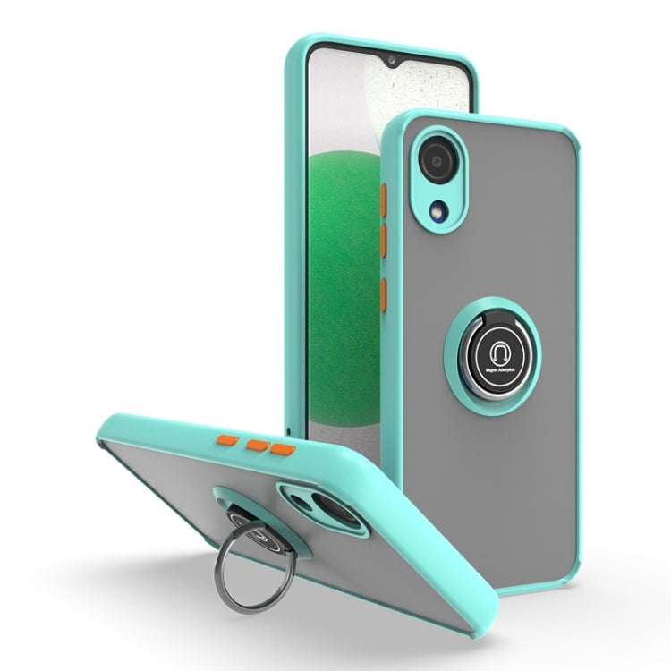 For Samsung Galaxy A03 Core Q Shadow I Ring Kickstand PC and TPU Hybrid Phone Case