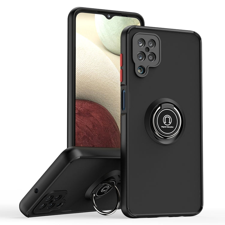 For Samsung Galaxy A12 Q Shadow I Ring Kickstand PC and TPU Hybrid Phone Case