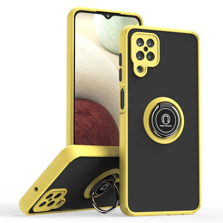 For Samsung Galaxy A12 Q Shadow I Ring Kickstand PC and TPU Hybrid Phone Case