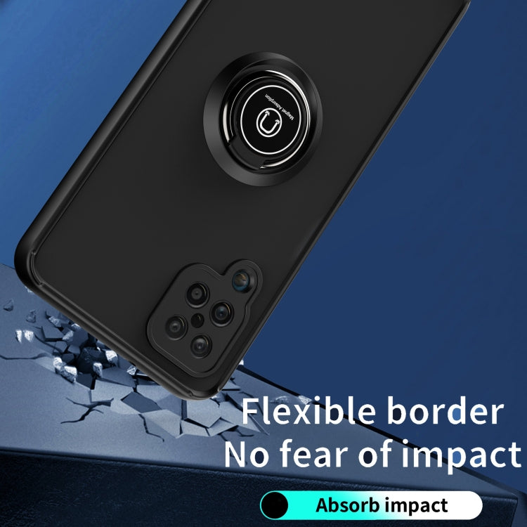 For Samsung Galaxy A12 Q Shadow I Ring Kickstand PC and TPU Hybrid Phone Case