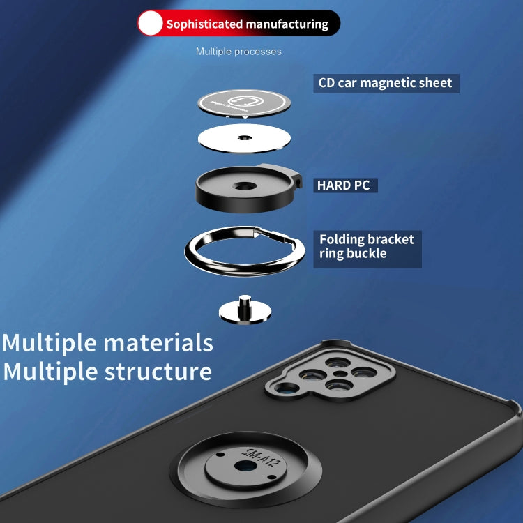 For Samsung Galaxy A12 Q Shadow I Ring Kickstand PC and TPU Hybrid Phone Case