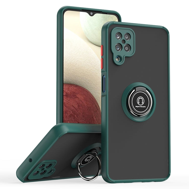 For Samsung Galaxy A12 Q Shadow I Ring Kickstand PC and TPU Hybrid Phone Case