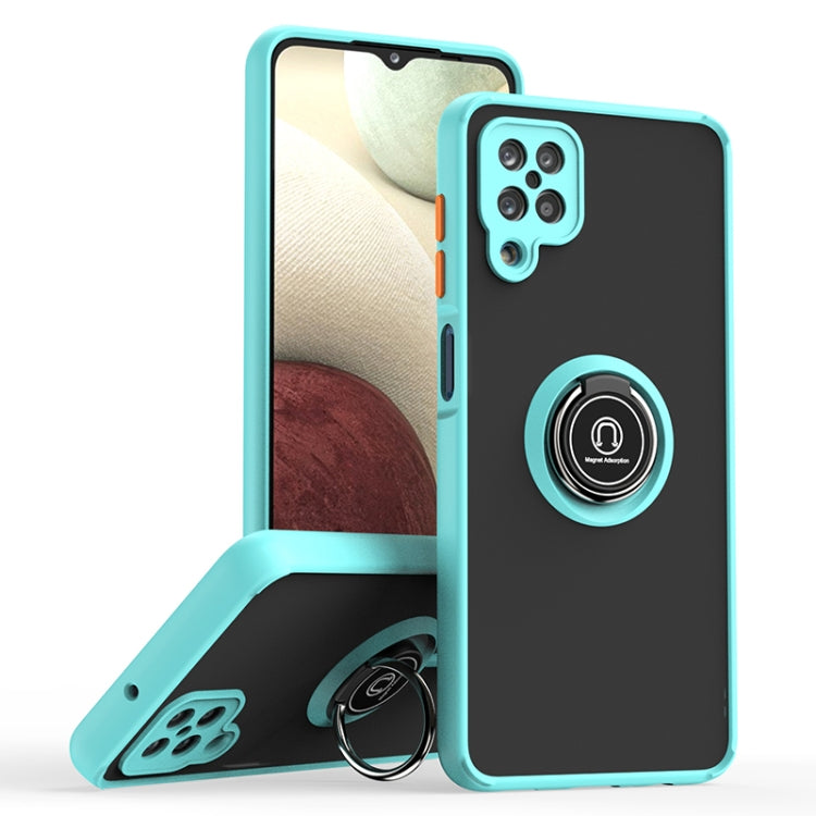For Samsung Galaxy A12 Q Shadow I Ring Kickstand PC and TPU Hybrid Phone Case