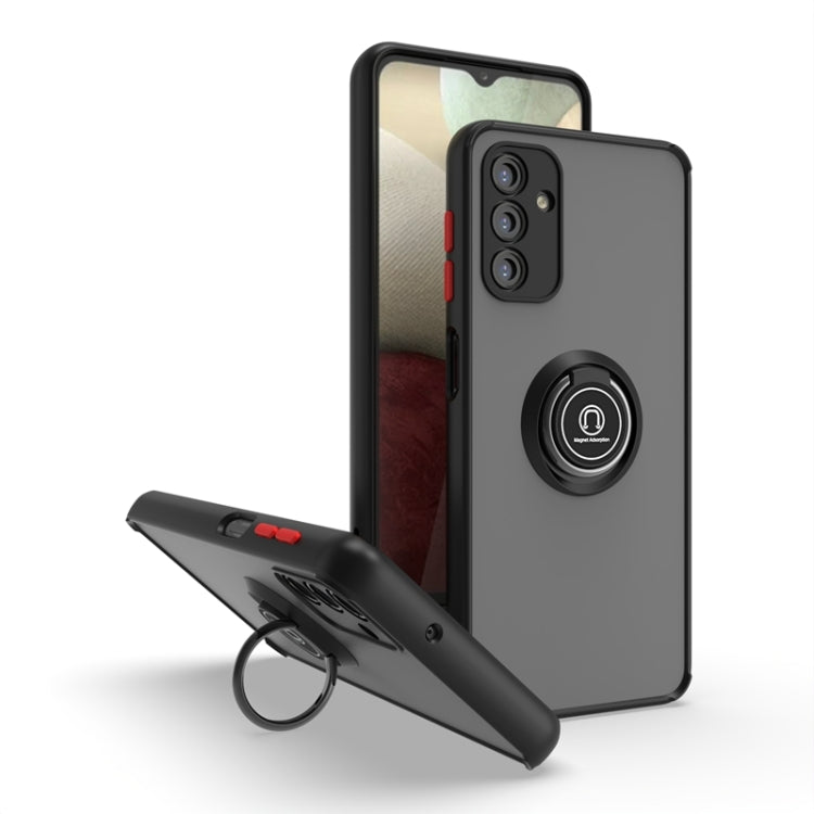 For Samsung Galaxy A13 5G Q Shadow I Ring Kickstand PC and TPU Hybrid Phone Case
