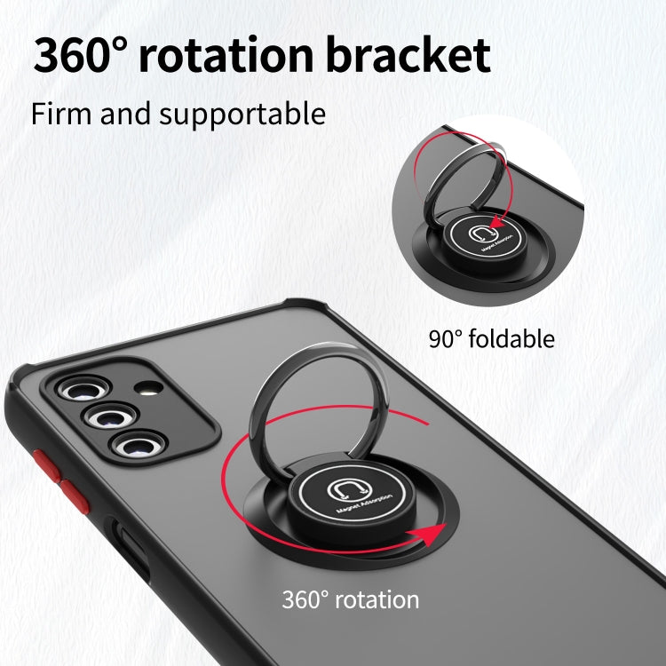 For Samsung Galaxy A13 5G Q Shadow I Ring Kickstand PC and TPU Hybrid Phone Case