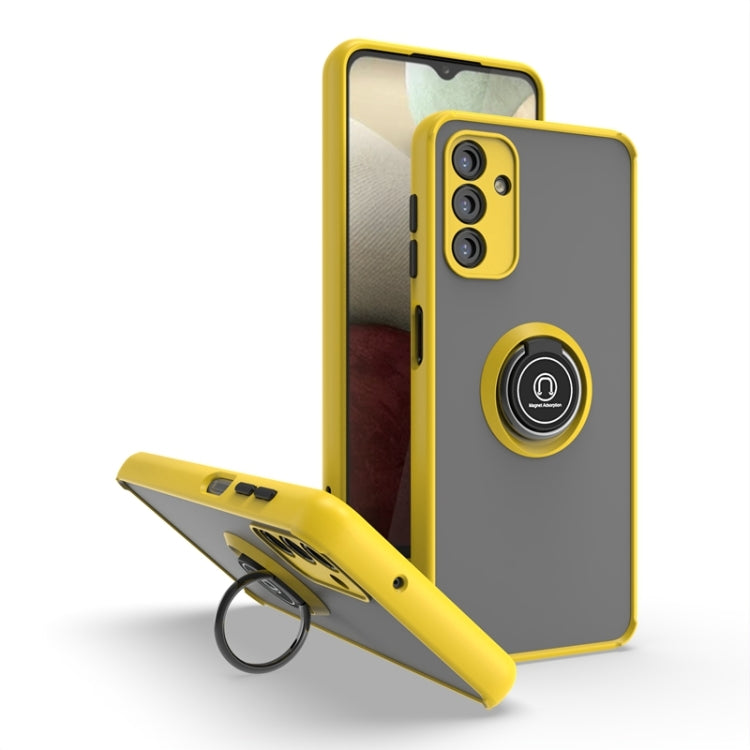 For Samsung Galaxy A13 5G Q Shadow I Ring Kickstand PC and TPU Hybrid Phone Case