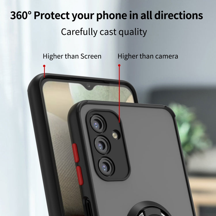 For Samsung Galaxy A13 5G Q Shadow I Ring Kickstand PC and TPU Hybrid Phone Case