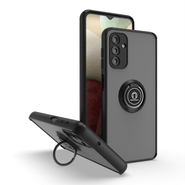 For Samsung Galaxy A13 5G Q Shadow I Ring Kickstand PC and TPU Hybrid Phone Case
