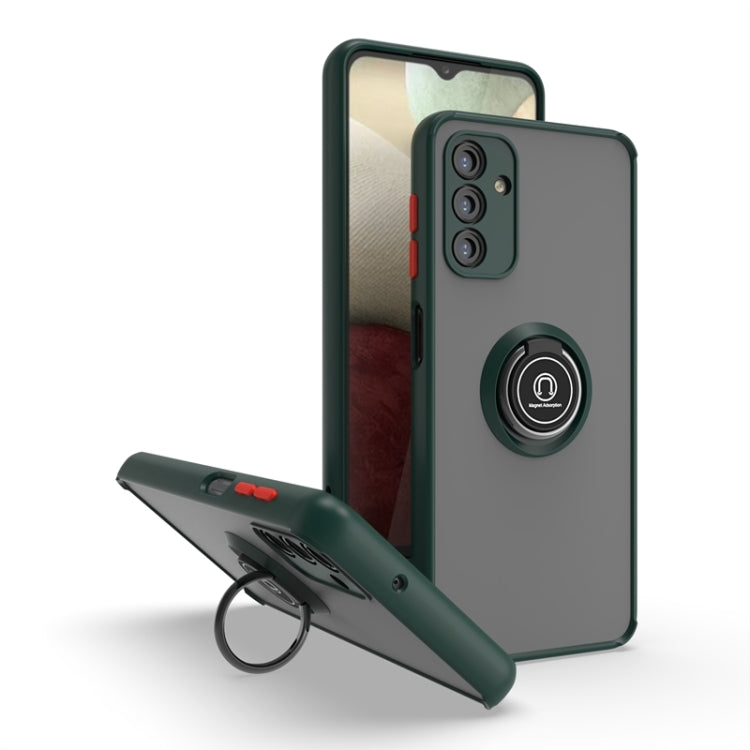 For Samsung Galaxy A13 5G Q Shadow I Ring Kickstand PC and TPU Hybrid Phone Case