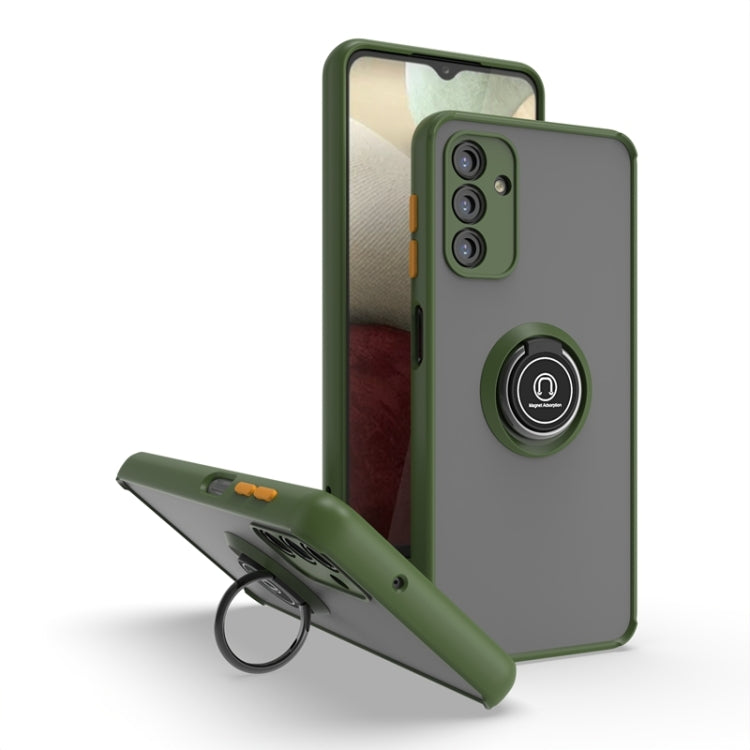 For Samsung Galaxy A13 5G Q Shadow I Ring Kickstand PC and TPU Hybrid Phone Case