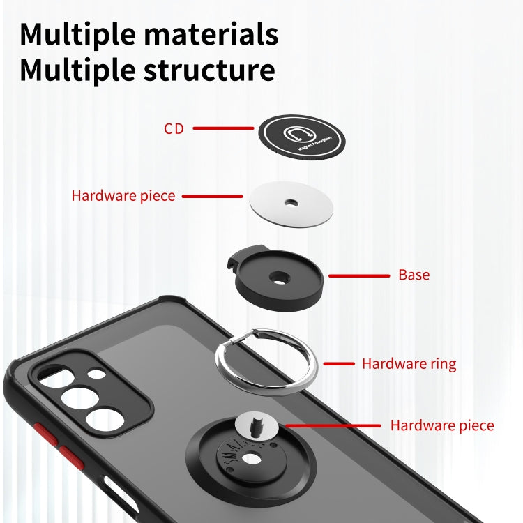 For Samsung Galaxy A13 5G Q Shadow I Ring Kickstand PC and TPU Hybrid Phone Case