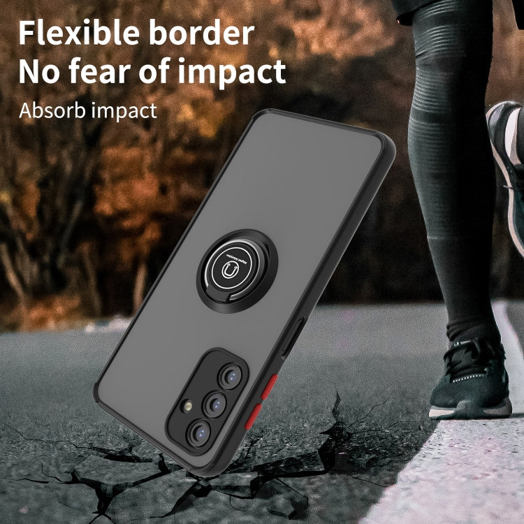 For Samsung Galaxy A13 5G Q Shadow I Ring Kickstand PC and TPU Hybrid Phone Case