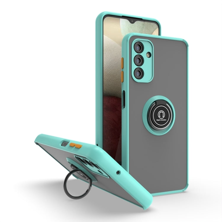 For Samsung Galaxy A13 5G Q Shadow I Ring Kickstand PC and TPU Hybrid Phone Case
