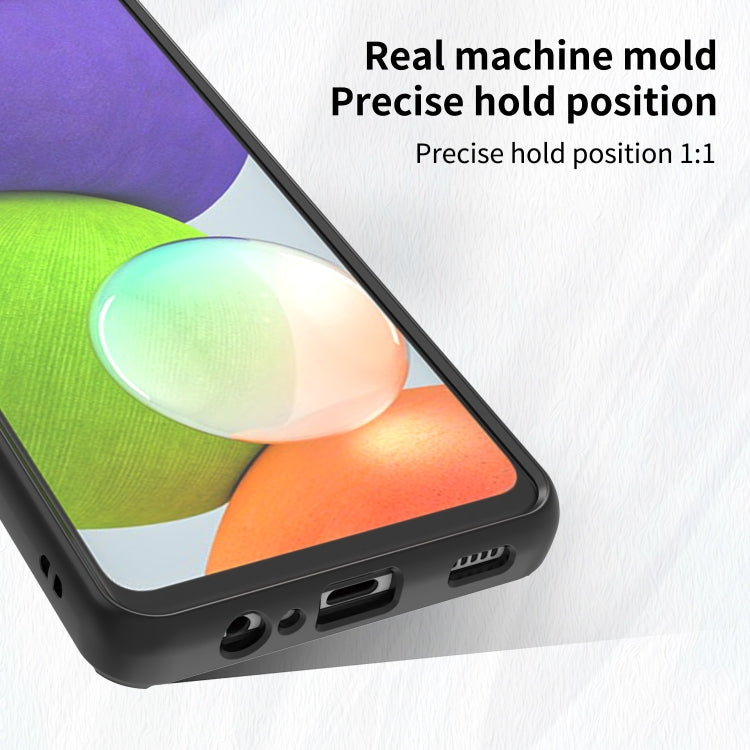 For Samsung Galaxy A22 4G Q Shadow I Ring Kickstand PC and TPU Hybrid Phone Case