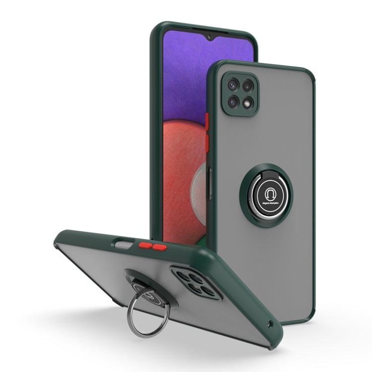For Samsung Galaxy A22 5G Q Shadow I Ring Kickstand PC and TPU Hybrid Phone Case