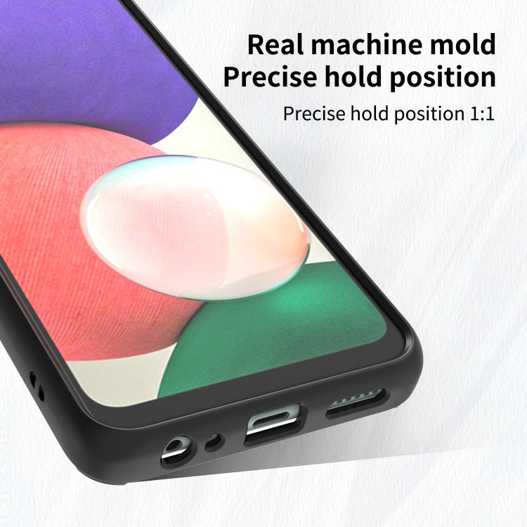 For Samsung Galaxy A22 5G Q Shadow I Ring Kickstand PC and TPU Hybrid Phone Case