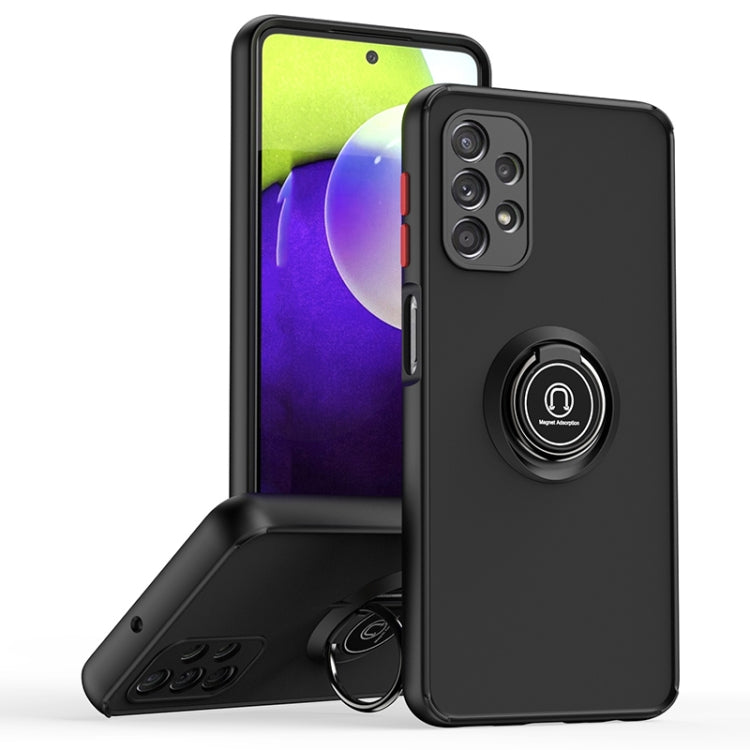 For Samsung Galaxy A32 5G Q Shadow I Ring Kickstand PC and TPU Hybrid Phone Case