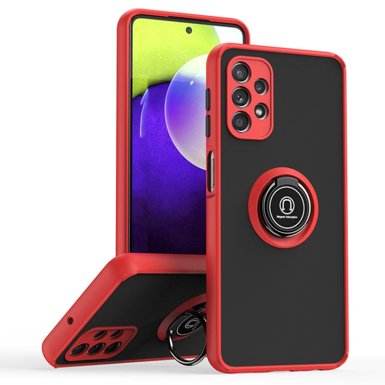 For Samsung Galaxy A32 5G Q Shadow I Ring Kickstand PC and TPU Hybrid Phone Case