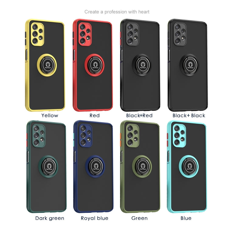 For Samsung Galaxy A32 5G Q Shadow I Ring Kickstand PC and TPU Hybrid Phone Case
