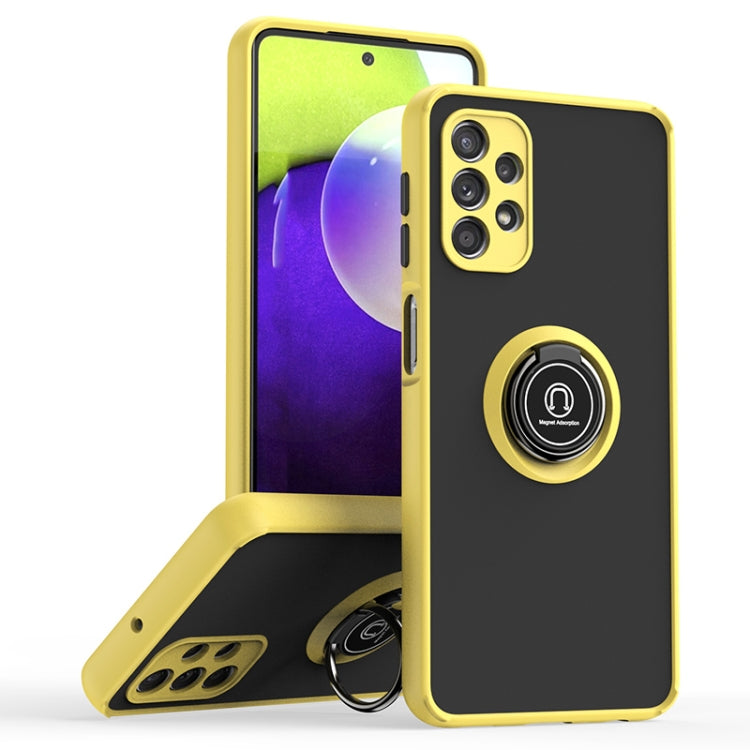 For Samsung Galaxy A32 5G Q Shadow I Ring Kickstand PC and TPU Hybrid Phone Case
