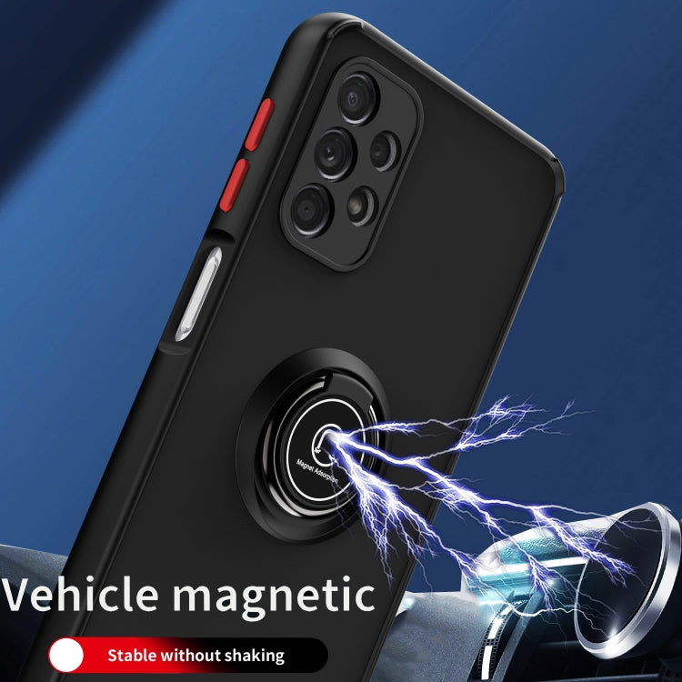 For Samsung Galaxy A32 5G Q Shadow I Ring Kickstand PC and TPU Hybrid Phone Case