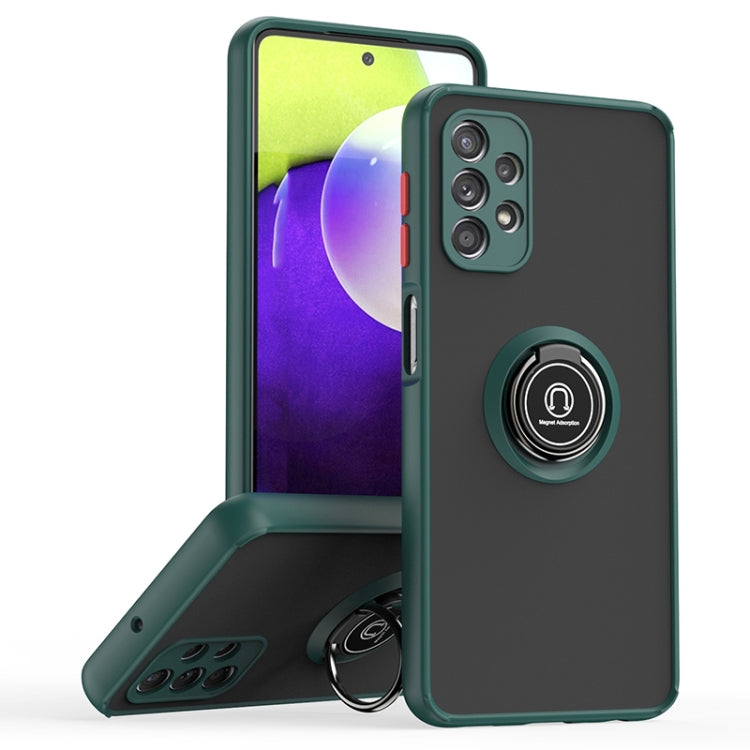 For Samsung Galaxy A32 5G Q Shadow I Ring Kickstand PC and TPU Hybrid Phone Case