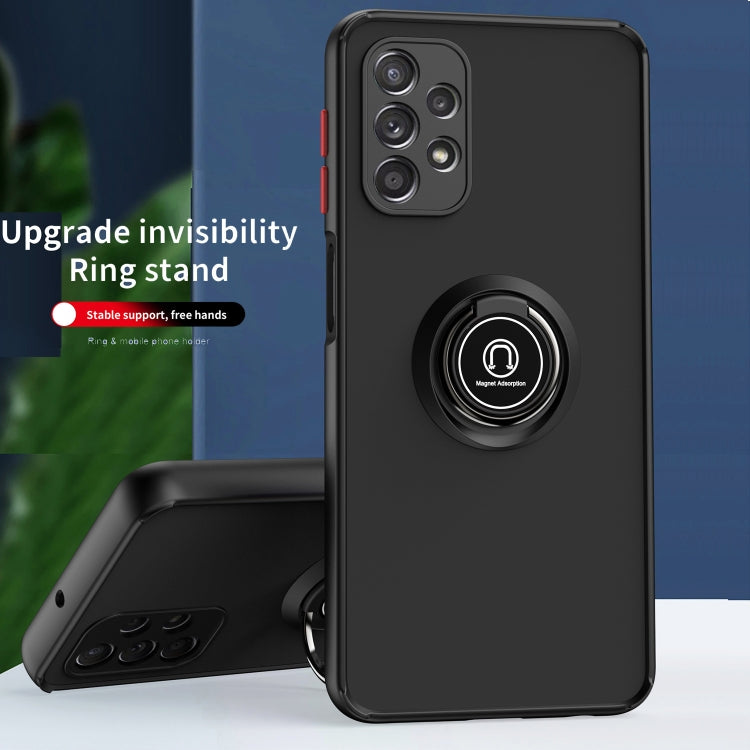 For Samsung Galaxy A32 5G Q Shadow I Ring Kickstand PC and TPU Hybrid Phone Case