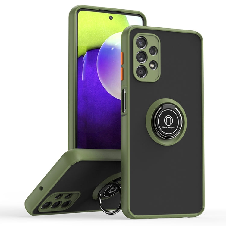 For Samsung Galaxy A32 5G Q Shadow I Ring Kickstand PC and TPU Hybrid Phone Case