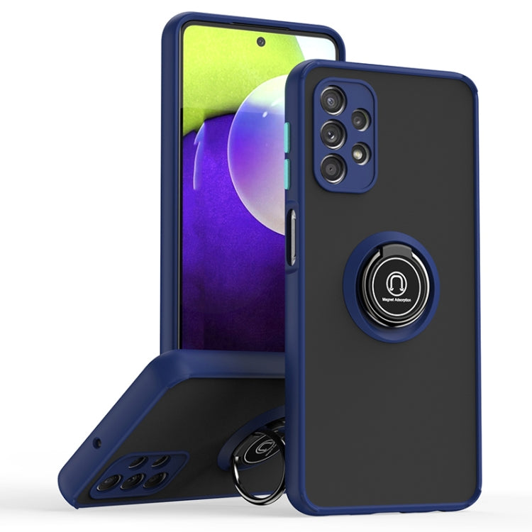 For Samsung Galaxy A32 5G Q Shadow I Ring Kickstand PC and TPU Hybrid Phone Case