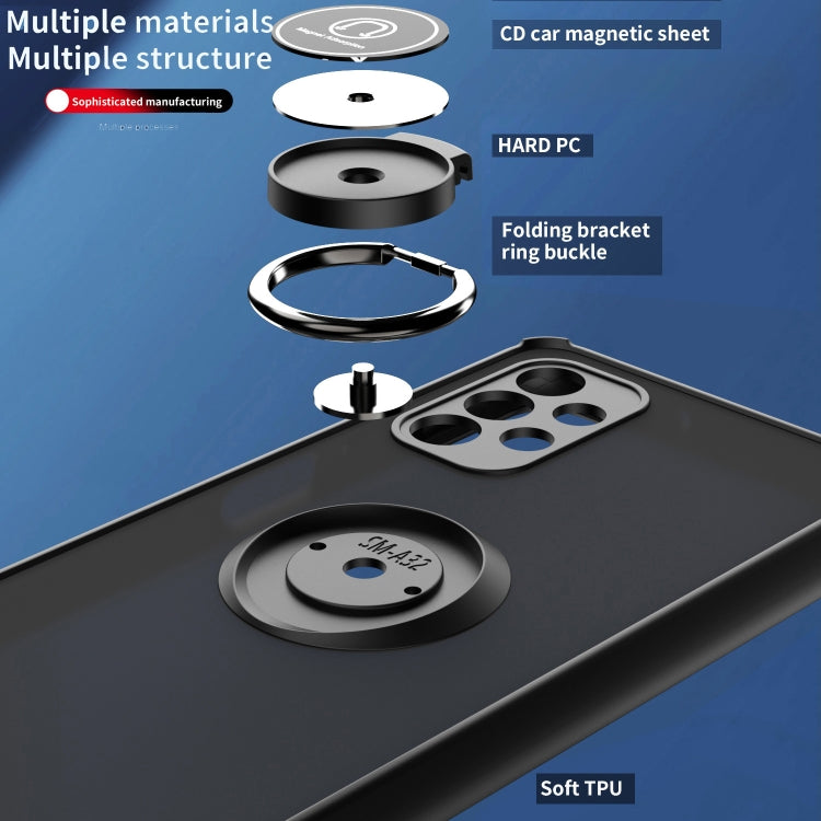 For Samsung Galaxy A32 5G Q Shadow I Ring Kickstand PC and TPU Hybrid Phone Case