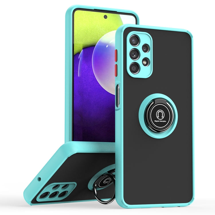 For Samsung Galaxy A32 5G Q Shadow I Ring Kickstand PC and TPU Hybrid Phone Case