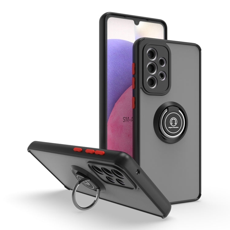 For Samsung Galaxy A33 5G Q Shadow I Ring Kickstand PC and TPU Hybrid Phone Case
