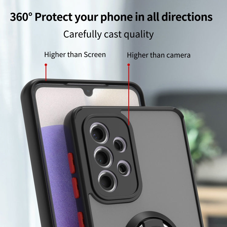 For Samsung Galaxy A33 5G Q Shadow I Ring Kickstand PC and TPU Hybrid Phone Case