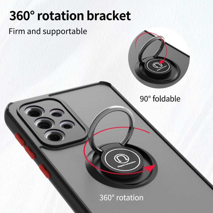 For Samsung Galaxy A33 5G Q Shadow I Ring Kickstand PC and TPU Hybrid Phone Case