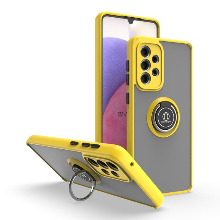 For Samsung Galaxy A33 5G Q Shadow I Ring Kickstand PC and TPU Hybrid Phone Case