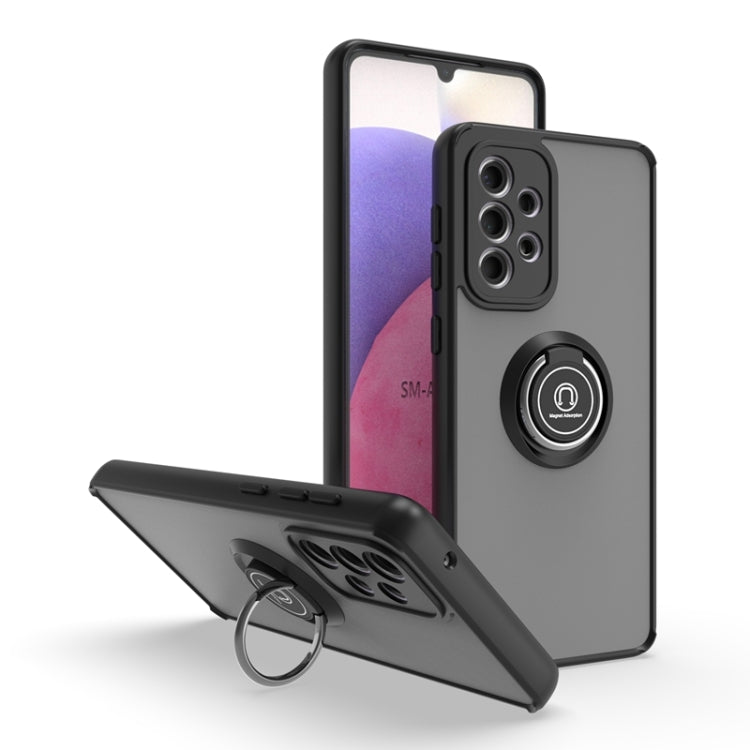 For Samsung Galaxy A33 5G Q Shadow I Ring Kickstand PC and TPU Hybrid Phone Case
