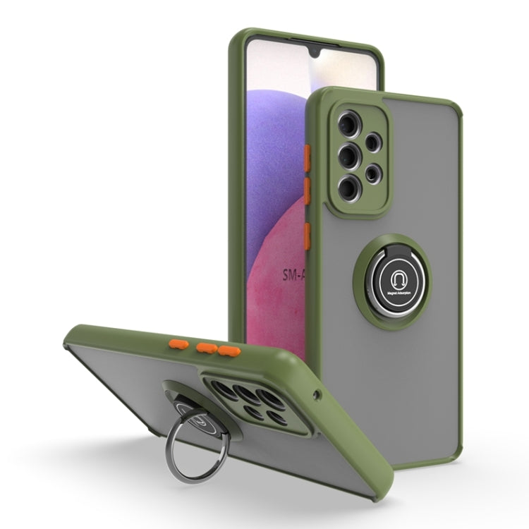 For Samsung Galaxy A33 5G Q Shadow I Ring Kickstand PC and TPU Hybrid Phone Case