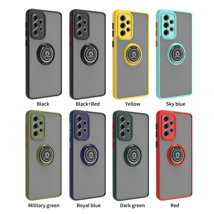 For Samsung Galaxy A33 5G Q Shadow I Ring Kickstand PC and TPU Hybrid Phone Case