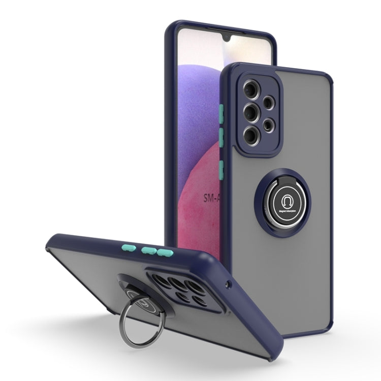 For Samsung Galaxy A33 5G Q Shadow I Ring Kickstand PC and TPU Hybrid Phone Case