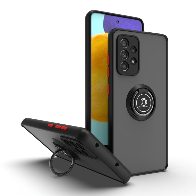 For Samsung Galaxy A52 5G / 4G Q Shadow I Ring Kickstand PC and TPU Hybrid Phone Case