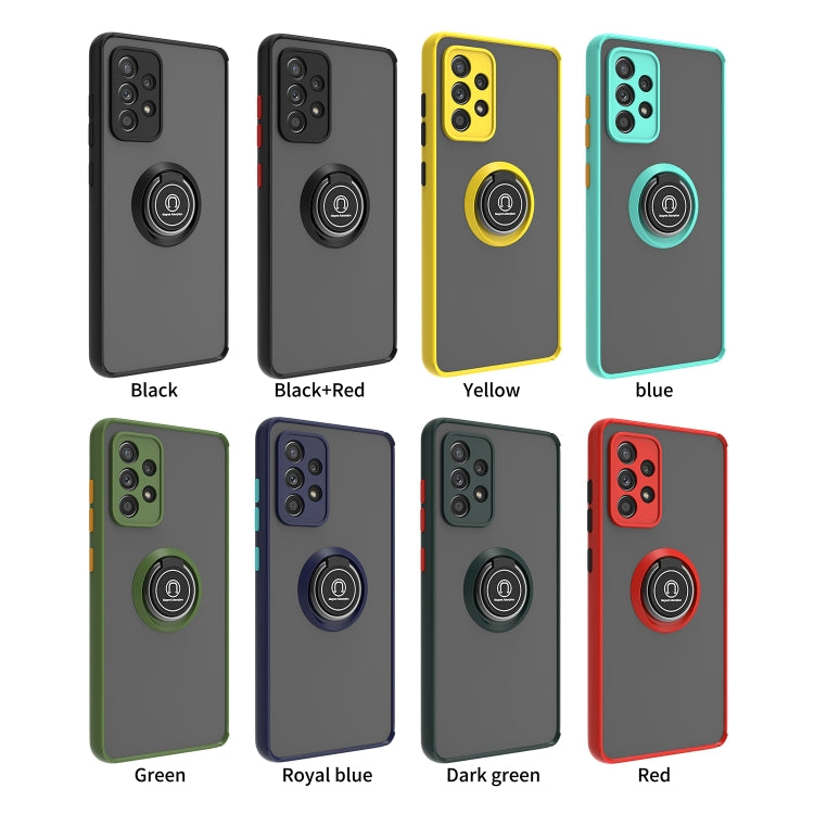 For Samsung Galaxy A52 5G / 4G Q Shadow I Ring Kickstand PC and TPU Hybrid Phone Case