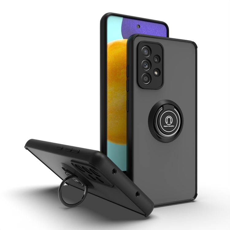 For Samsung Galaxy A52 5G / 4G Q Shadow I Ring Kickstand PC and TPU Hybrid Phone Case