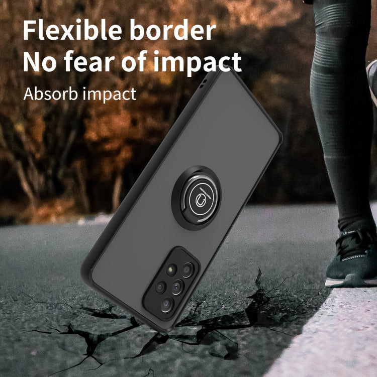 For Samsung Galaxy A52 5G / 4G Q Shadow I Ring Kickstand PC and TPU Hybrid Phone Case