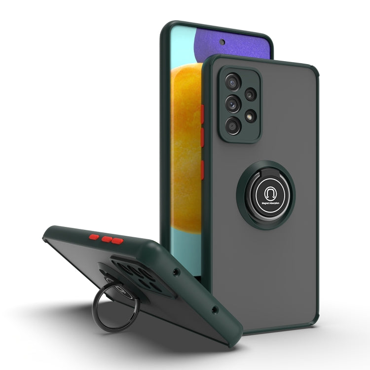 For Samsung Galaxy A52 5G / 4G Q Shadow I Ring Kickstand PC and TPU Hybrid Phone Case