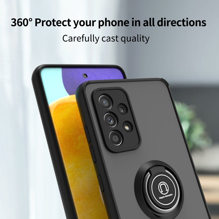 For Samsung Galaxy A52 5G / 4G Q Shadow I Ring Kickstand PC and TPU Hybrid Phone Case